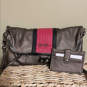 Jessica Simpson Stylish Grey and Pink Women's Bag & matching cardholder